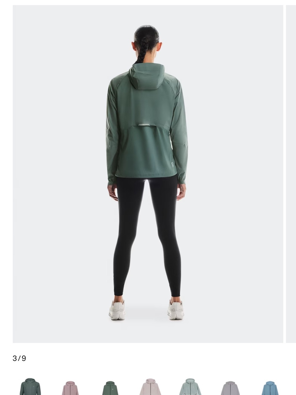 On CORE JACKET- Running Lightweight Hooded Jacket in Olive green - Picture 2 of 6